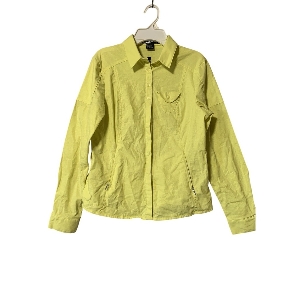 Jamie Sadock Lime‎ Green Linen Cotton Button Front Shirt Jacket Womens Small